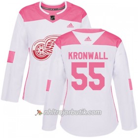 Dame Ishockey Detroit Red Wings Tröja Niklas Kronwall 55 Adidas 2017-2018 Vit Rosa Fashion Authentic